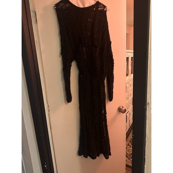 Zara Black Shredded Small Med Dress Grunge Whimsy Goth NWT - Picture 4 of 5